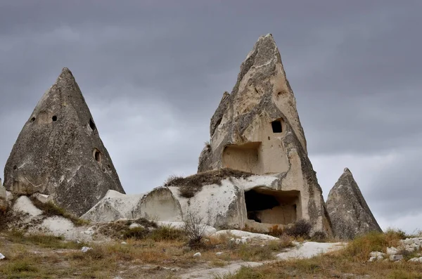 Goreme museum,famous Cappadocian landmark - volcanic rock formations with cave houses,Turkey,unesco heritage site — Stock Photo, Image