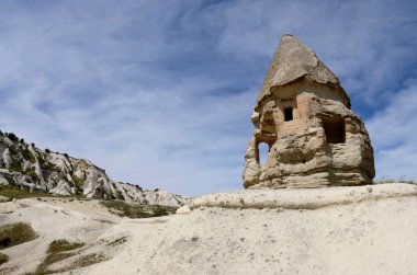 Kalıntıları antik volkanik kaya mağara kilise, Kapadokya landmark, Göreme, Türkiye