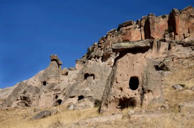 Ünlü Kapadokya landmark - Ihlara Vadisi, 16km uzun gorge, Türkiye'de kaya Hıristiyan kiliseleri