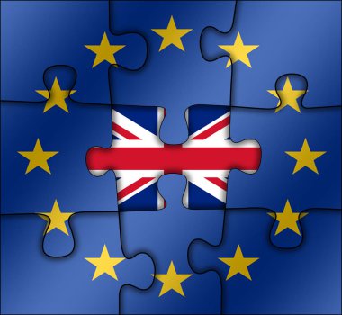 İngiltere ve Avrupa Birliği ulusal bayrak ile bulmaca. brexit kavramı