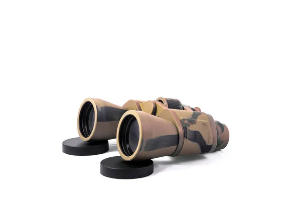 Large black binoculars isolated on white — Stock Photo, Image