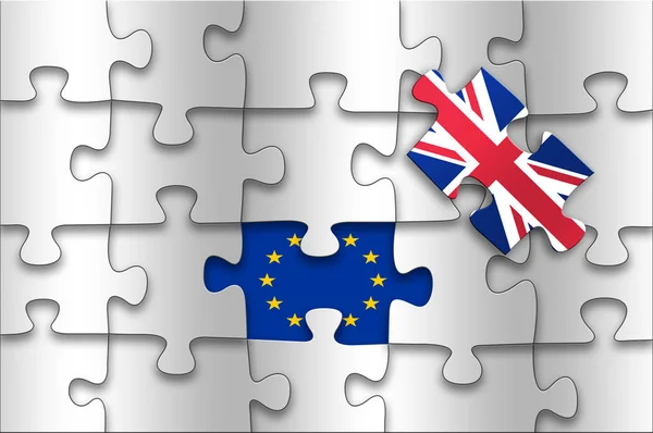 A nemzeti zászló, Nagy-Britannia és az Európai Unió puzzle. brexit koncepció — Stock Fotó