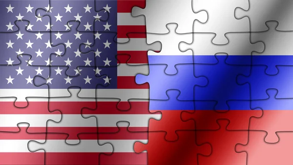 미국 러시아 협력 퍼즐 — 스톡 사진