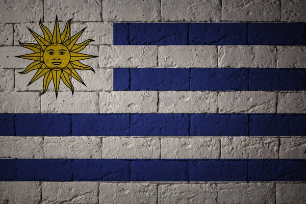 Tanda dengan proporsi asli. Penutup bendera grunge Uruguay — Stok Foto