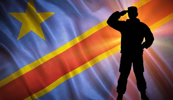 Vlajka demokratické republiky Kongo — Stock fotografie