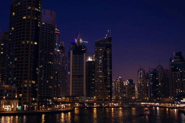 Beautiful night city, cityscape of Dubai, United Arab Emirates — Stock Photo, Image