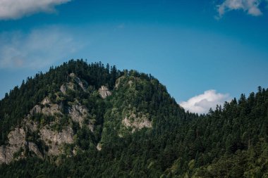 Polonya Dunajec nehirde. Dağlar manzara.