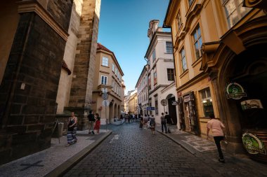 Prag, Çek Cumhuriyeti - 10.08.2019. Eski şehrin mimarisi.
