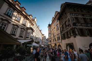 Prag, Çek Cumhuriyeti - 10.08.2019. Eski şehrin mimarisi.