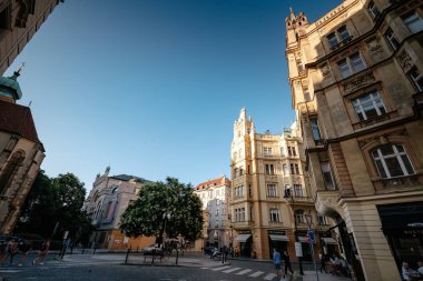 Prag, Çek Cumhuriyeti - 10.08.2019. Eski şehrin mimarisi.