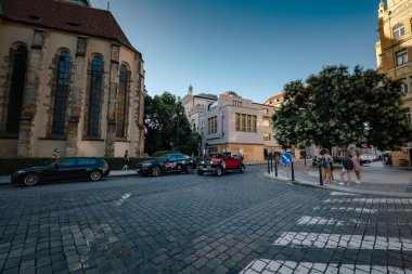 Prag, Çek Cumhuriyeti - 10.08.2019. Eski şehrin mimarisi.