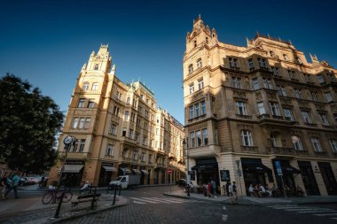 Prag, Çek Cumhuriyeti - 10.08.2019. Eski şehrin mimarisi.