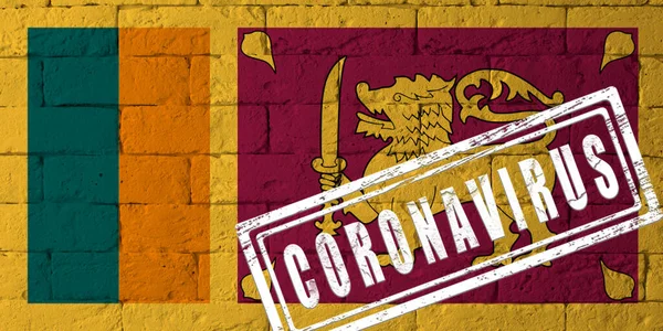 Bandeira Sri Lanka Com Proporções Originais Carimbado Coronavirus Textura Parede — Fotografia de Stock
