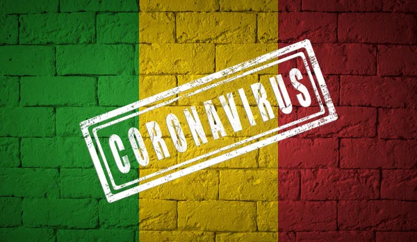 Bandeira Mali Textura Parede Tijolo Carimbado Coronavirus Conceito Vírus Corona — Fotografia de Stock