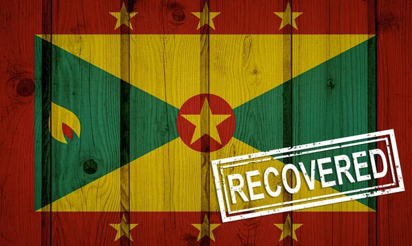 Flag Grenada Survived Recovered Infections Corona Virus Epidemic Coronavirus Grunge — Stock Photo, Image