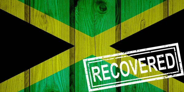 Flag Jamaica Survived Recovered Infections Corona Virus Epidemic Coronavirus Grunge — Stock Photo, Image