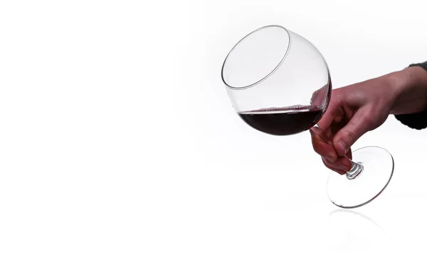 Male Hand Holds Glass Red Wine Isolated White Background — Stock Photo, Image