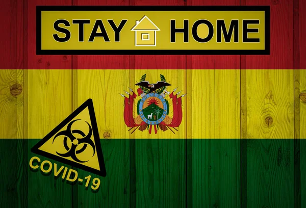 Flag Bolivia Original Proportions Quarantine Isolation Stay Home Flag Biohazard — Stock Photo, Image