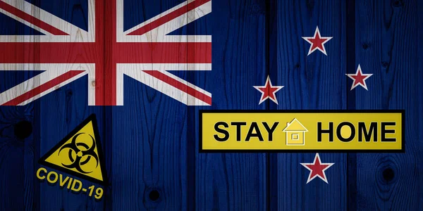 Nya Zeelands Flagga Originalproportioner Karantän Och Isolering Stanna Hemma Flagga — Stockfoto