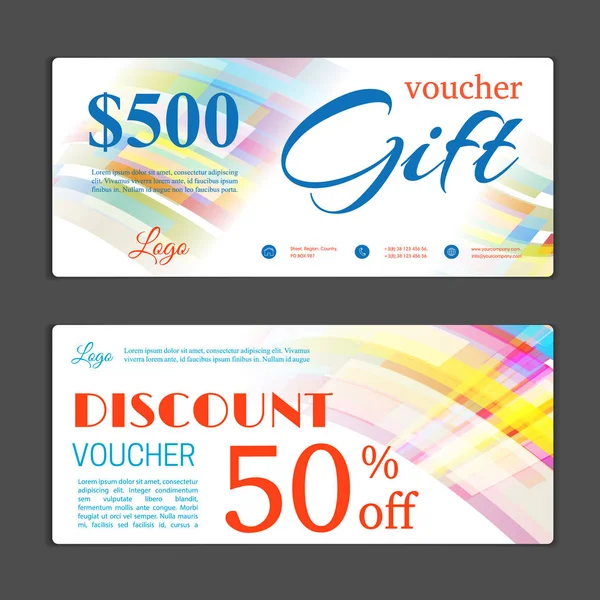 Gift voucher template. Can be use for shopping cards, discount c — Stock Vector
