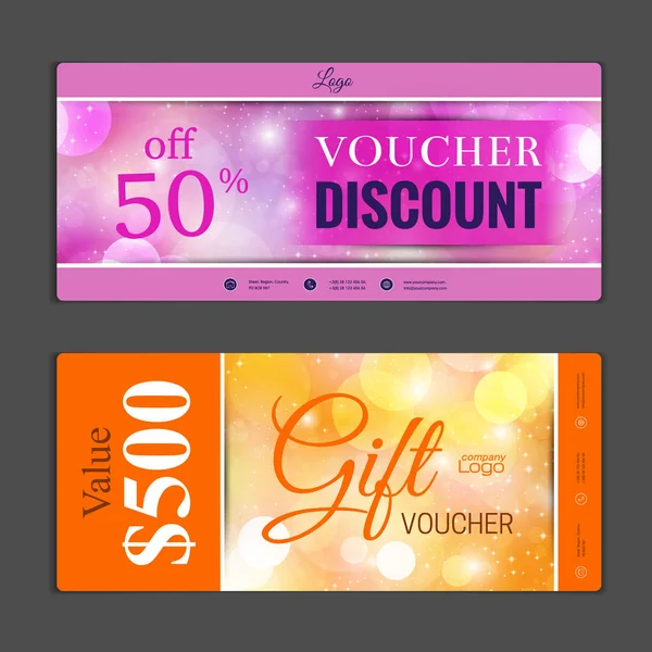 Gift voucher template. Can be use for shopping cards, discount c — Stock Vector