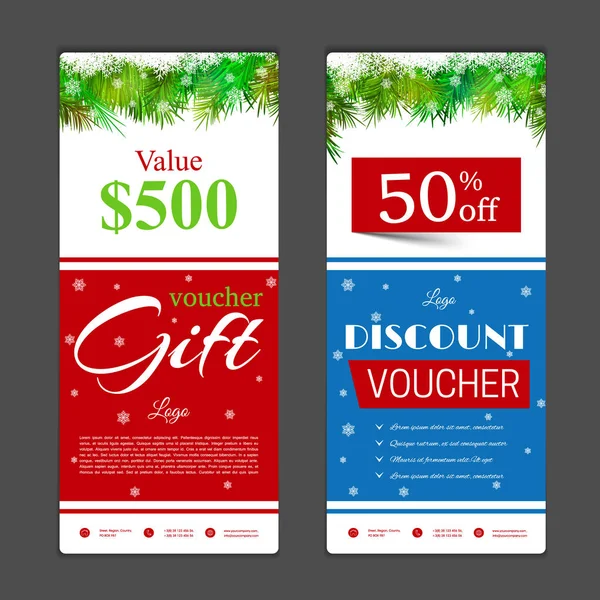 Gift voucher template. Can be use for shopping cards, discount c — Stock Vector