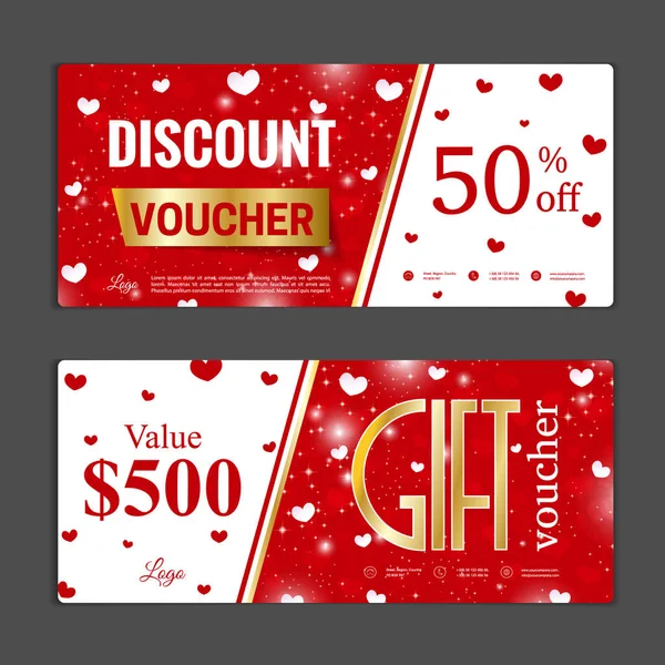 Gift voucher template. Valentines day design — Stock Vector