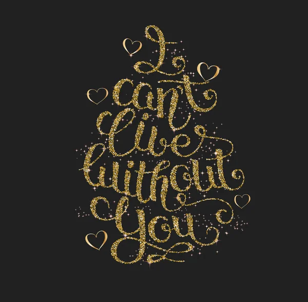 I can't live without you, hand written lettering in golden dots style Royalty Free Stock Vectors