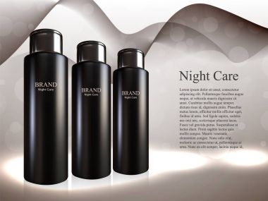 Cilt toner şişe üzerinde parlayan arka plan izole. 3D gerçekçi vektör çizim
