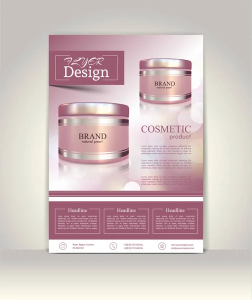 Modèle Dépliant Brochure Couverture Magazine Publicité Cosmétique Poster Illustration Vectorielle — Image vectorielle