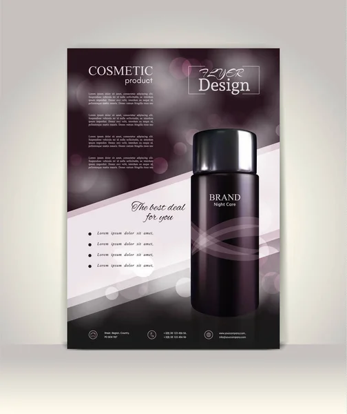 Flyer Brochure Magazine Cover Template Cosmetic Ads Poster Realistic Vector — Stock Vector