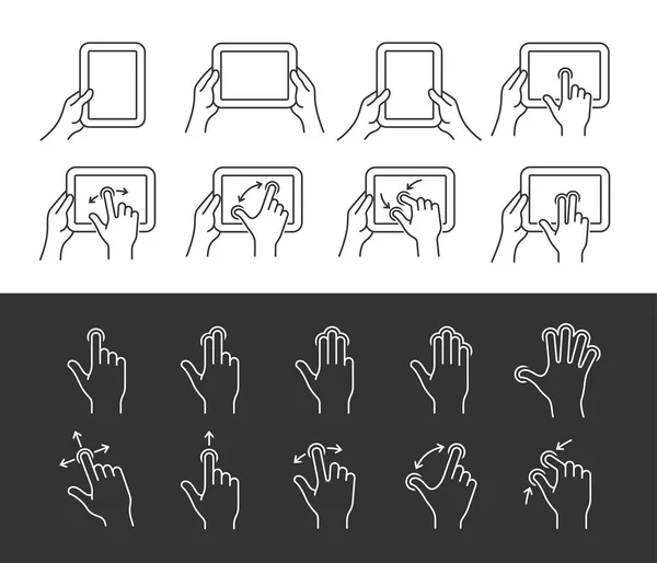 Icônes geste tablette — Image vectorielle