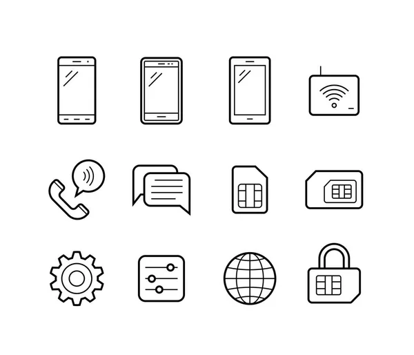 Icone operatore di rete mobile — Vettoriale Stock