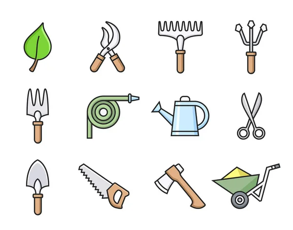 Herramientas de jardinería iconos — Vector de stock