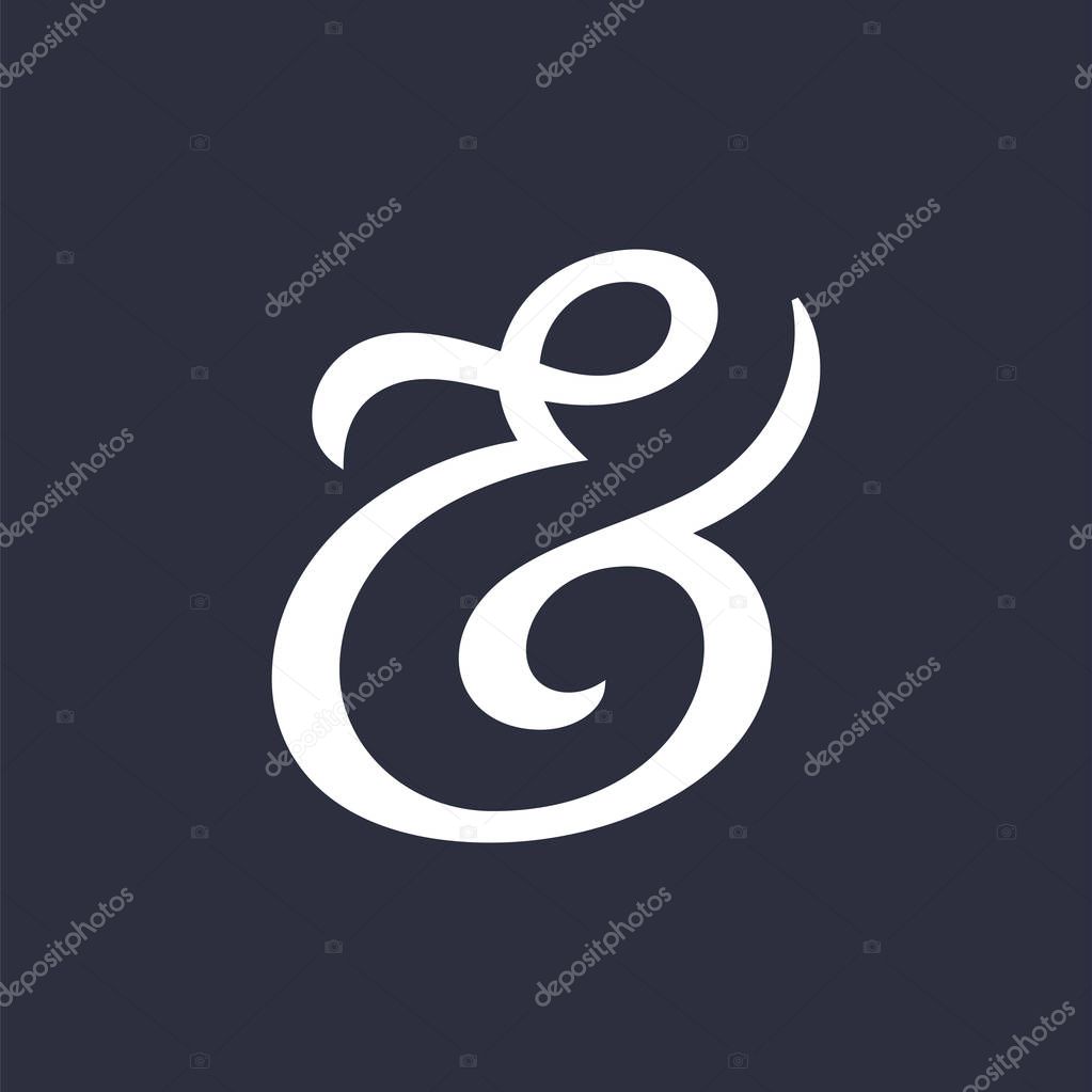 Elegant and stylish custom ampersand. Decoration for invitation. Vector illustration
