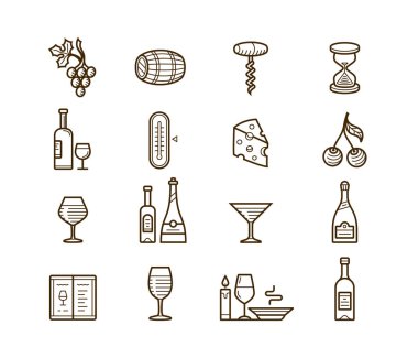 şarap Icons set
