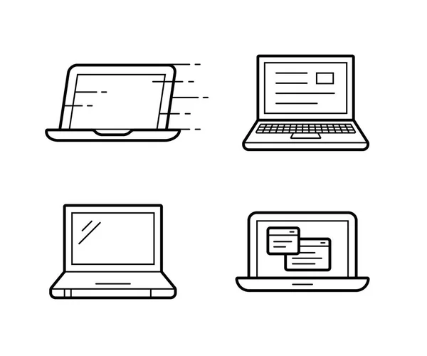 Négy különböző laptop-ikon — Stock Vector