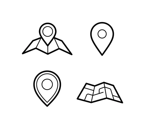 Mapas e iconos de pines — Vector de stock