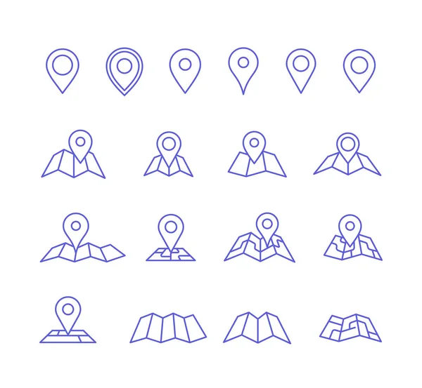 Pin and map icons — Stock Vector