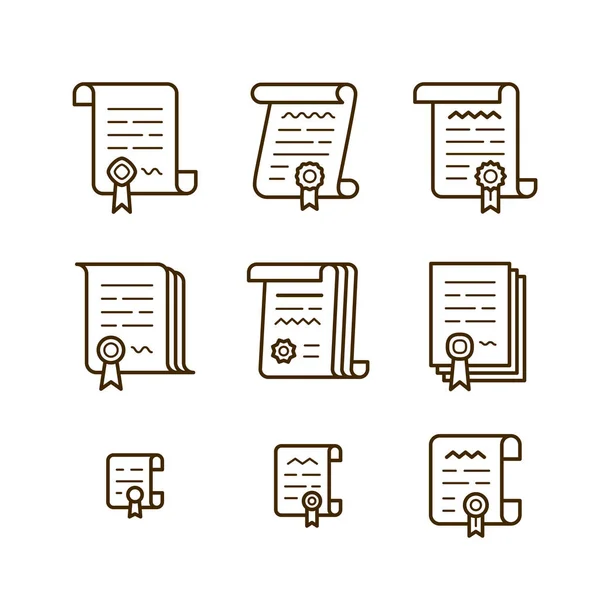 Iconos de línea de contrato — Vector de stock