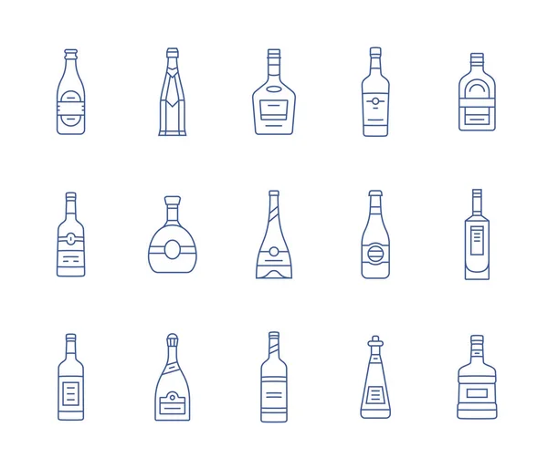 Aalcohol flessen pictogrammenset — Stockvector