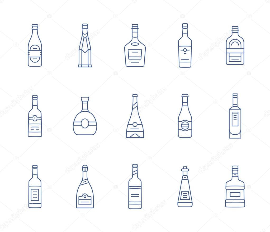 Aalcohol bottles icon set
