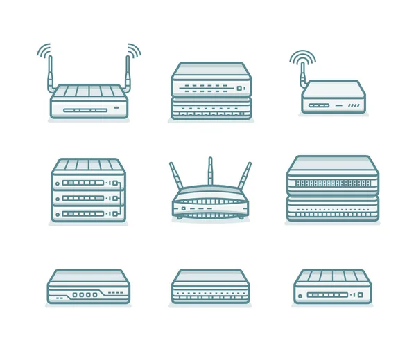 Symbole für Netzwerk-Router — Stockvektor