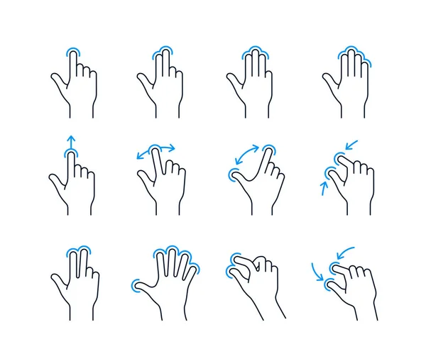 Iconos de gestos Pantalla táctil — Vector de stock