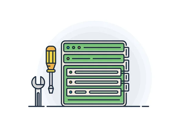 Destornillador, llave y panel de configuración — Archivo Imágenes Vectoriales