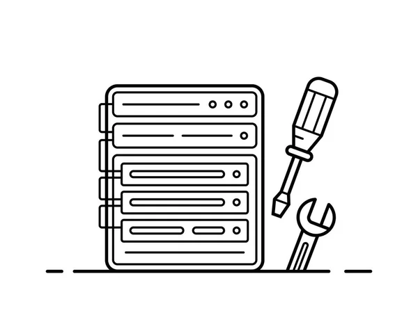 Destornillador, llave y panel de configuración — Vector de stock