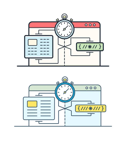 Site web vitesse temps de chargement icônes — Image vectorielle