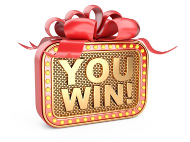 Büyük kırmızı kurdeleli, altın kareli kumarhane bayrağı.