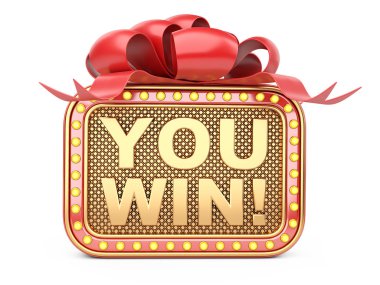 Büyük kırmızı kurdeleli, altın kareli kumarhane bayrağı.