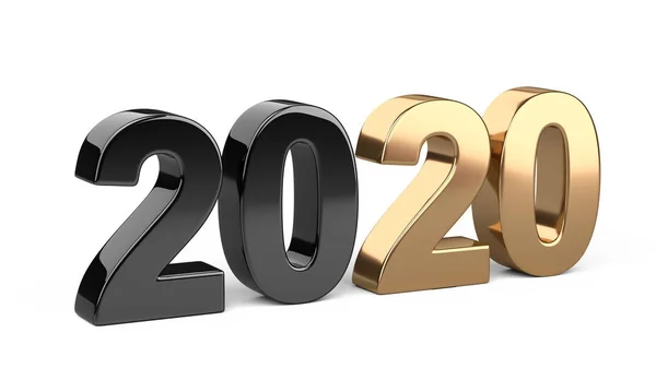 Iscrizione 2020. Rappresenta il nuovo anno simbo nero e dorato — Foto Stock